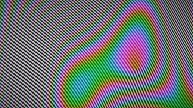 Chroma Bleed Rainbow Moire Crawling Over Fine Stripes Analog Color Fringe Background Seamless Loop in bright magenta tones