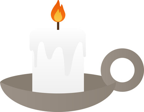 Burning candle on candle holder vector icon