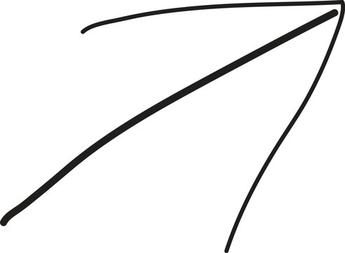 Hand drawn arrow vector illustration, black ink sketch pointer pointing up and right, minimalist doodle arrow for business presentations and web design