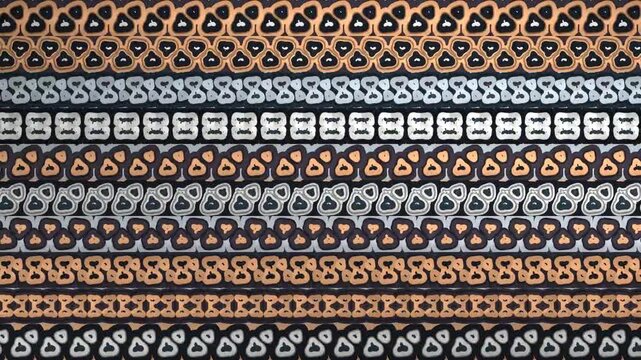 Seven Frieze Symmetry Groups Relaying Across Stacked Ornament Registers Geometric Border Seamless Loop in deep grey tones