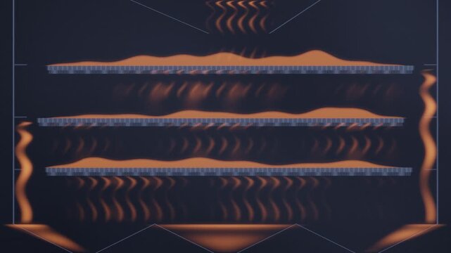 Gyratory Sifter Cutaway With Stacked Screen Decks Separating Powder Into Three Streams Seamless Loop in calm blue tones