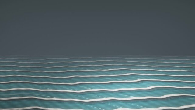 Travertine Rimstone Terraces With Milky Thermal Pools and Steam Haze Copy Space Seamless Loop in deep turquoise tones