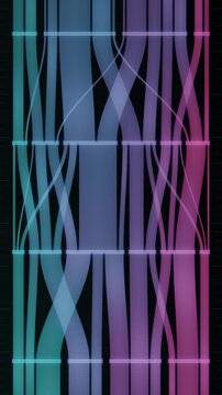 Abstract Sankey Diagram Ribbons Branching Between Layered Nodes Data Flow Visualization Seamless Loop in calm teal tones vertical 9:16