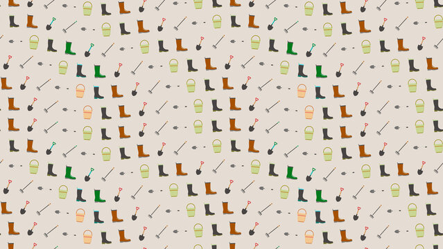Gardening Tools and Boots Pattern