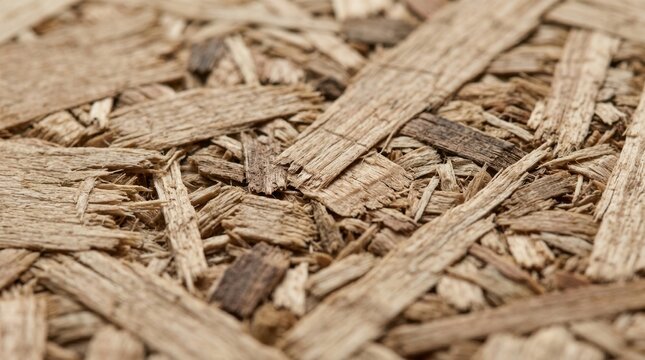 Macro texture of particle board wood chips. Close up of composite construction material