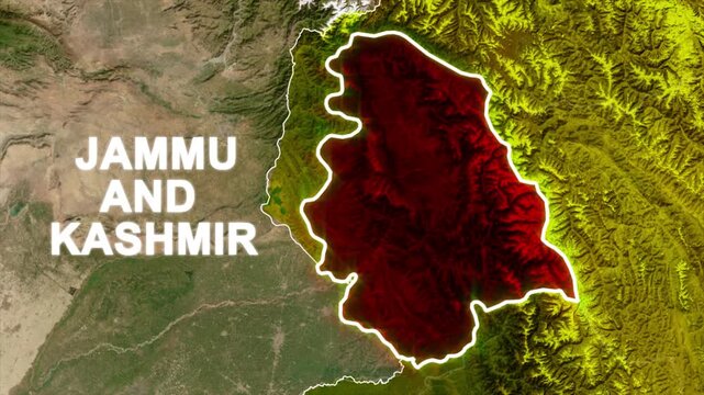 Jammu and Kashmir Highlighted on india map Animation, Jammu Kashmir Geographic Map Visualization, Animated Jammu and Kashmir State Map