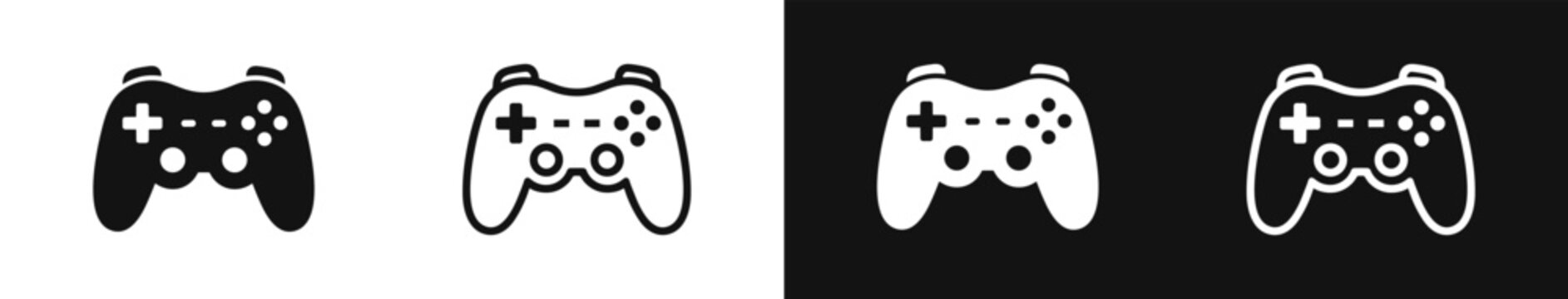 Gamepad video game controller joystick entertainment icon set vector