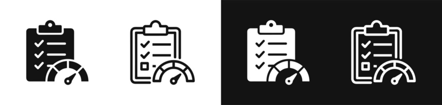 Performance speed test and checklist icons vector