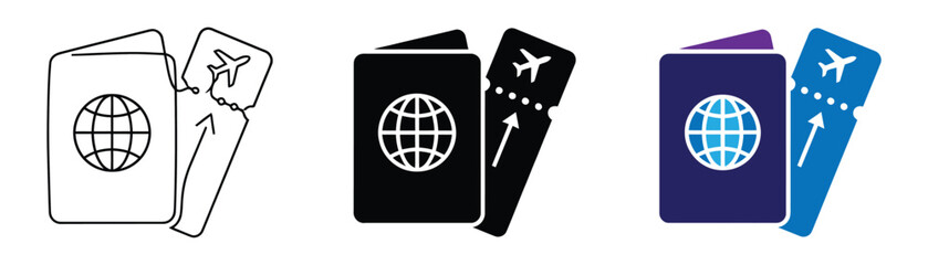 Passport and travel ticket set vector isolated on transparent background for global tourism theme. © Tanjir Ahmed