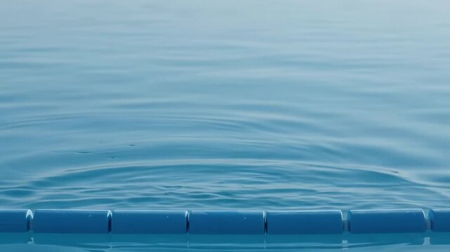 Blue Lane Divider Rope Floating on Calm Swimming Pool Water Surface