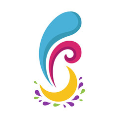 Obraz premium Colorful abstract swirls and crescent moon