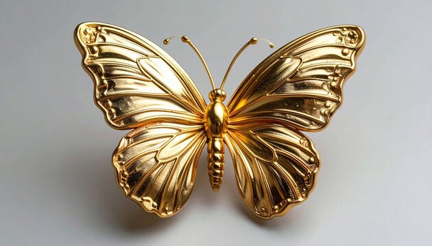 Golden butterfly hair barrette with delicate sculpted wings and elegant fashion styling