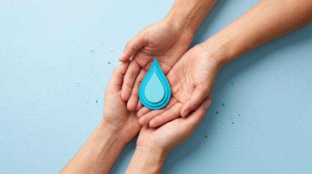 Hands holding water droplet symbolizing global health support for world polio day awareness campaign with health initiatives during droplet object represent hands gently grasp
