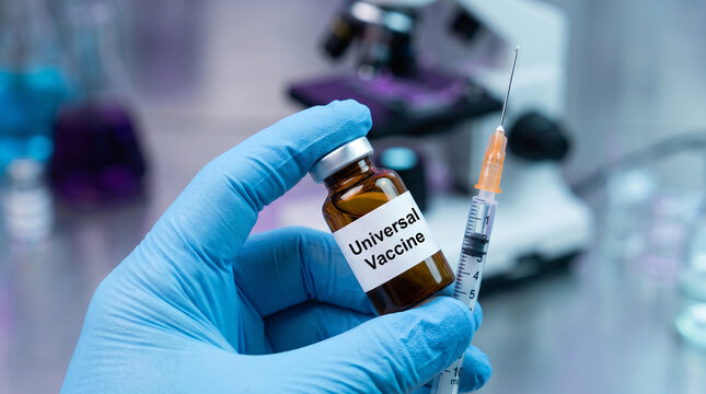 Gloved hand holding vaccine vial and syringe for immunization in medical laboratory setting with World Polio Day October 24 World Health Organization labeled vaccine bottle
