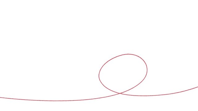 赤い一本線が丸いループを描くシンプルな手描きラインモーション