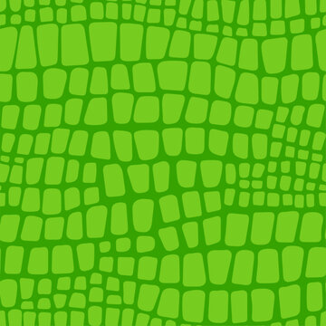Seamless crocodile skin pattern. Reptile leather vector background. Green animal print texture. Hand drawn spotted wildlife organic shape. Fashion snake textile, wrapping paper, decor, fabric.
