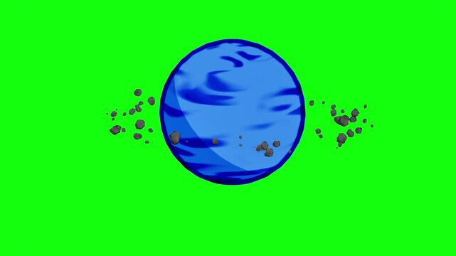 アニメ風・青の土星風惑星ループ