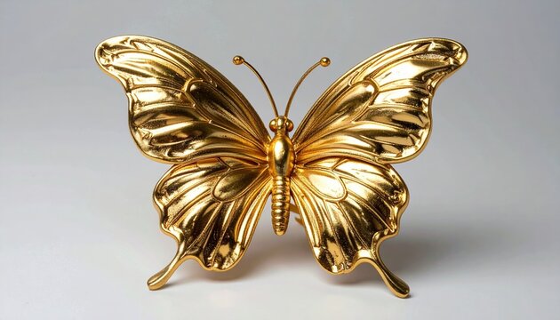 Golden butterfly hair barrette with delicate sculpted wings and elegant fashion styling