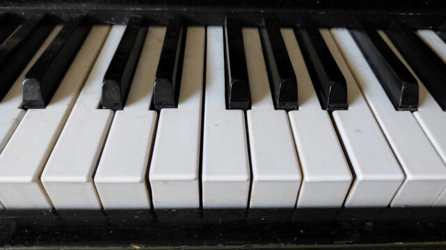 Close Up of Classic Piano Keys and Keyboard