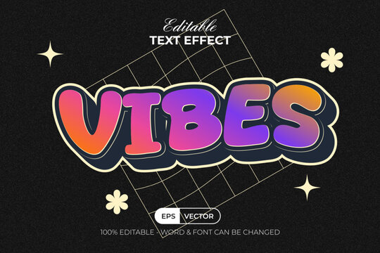 Editable Retro Vibes Text Effect Gradient Wavy Style