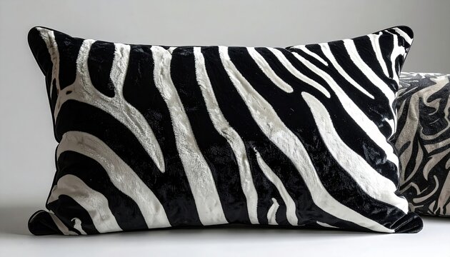 Black and white zebra print velvet pillow with luxurious animal pattern
