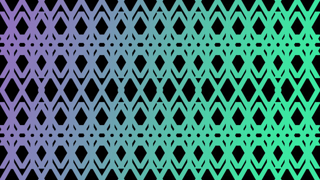 Geometric neon pattern with purple and green gradient, abstract diamond lattice background, vibrant tribal line art texture for digital wallpaper
