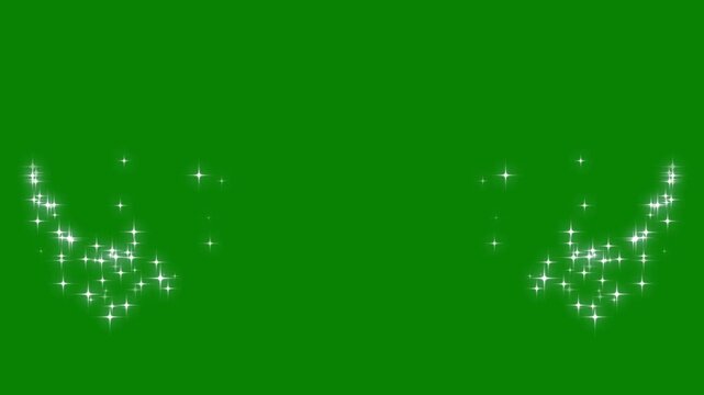 Magical glitter trail line animation, fast glowing star streaks, white shimmer particles, green screen background alpha sparkle transition effect, fantasy light motion, doodle stars, 4k video