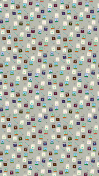 Seed packets and gardening tools pattern