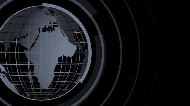 Global earth rotating Digital World News Studio Background for news report and breaking news. Business corporate breaking news digital technology clean presentation broadcast concept