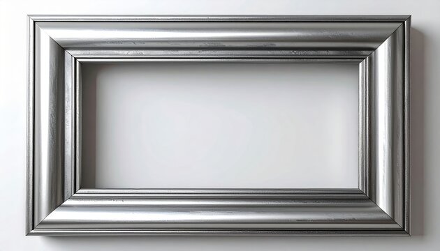 Silver brushed metal rectangular picture frame with modern metallic photo border