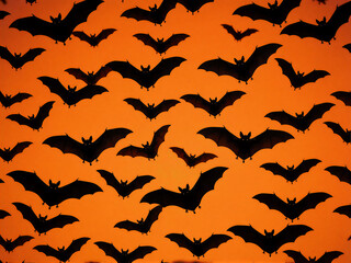 Fototapeta premium Halloween Bat Swarm Silhouette