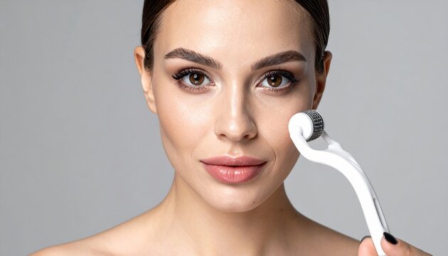 Derma roller microneedling device for skin rejuvenation treatment
