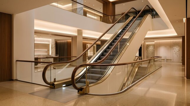 Modern Department Store Escalator Interior.