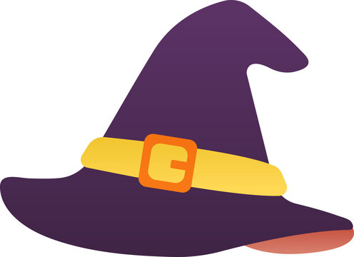 Pointed black witch hat symbol for Halloween party costume, magic spell, and witchcraft flat vector illustration.