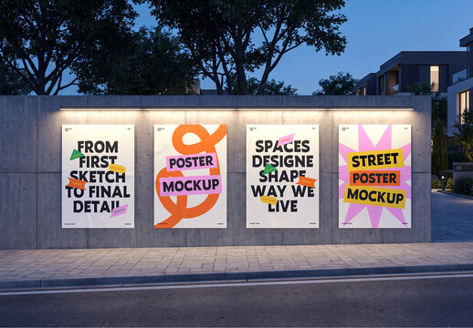 Outdoor Street Poster Mockup Set
