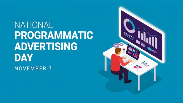 National programmatic advertising day celebration with a person working at a desk on november 7