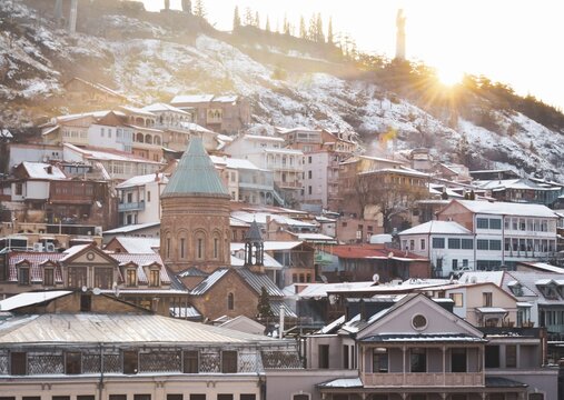 Tbilisi Old town view. Capital Georgia landmark tourist sightseeing attractions.Tbilisi.Georgia