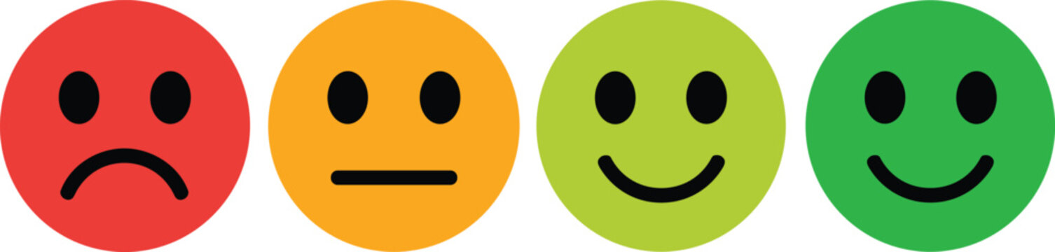 Four Colorful Emoji Faces Showing Different Moods