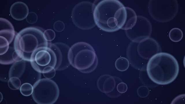 Abstract glowing circles floating in dark space background