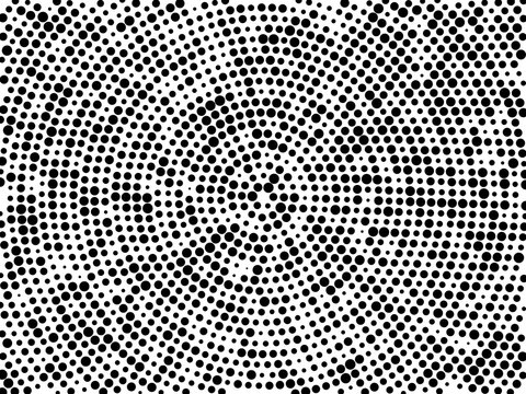 Abstract halftone pattern with radial dots isolated on white background
