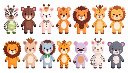 Obraz premium Set of cute animal finger puppets designed for children and creative play