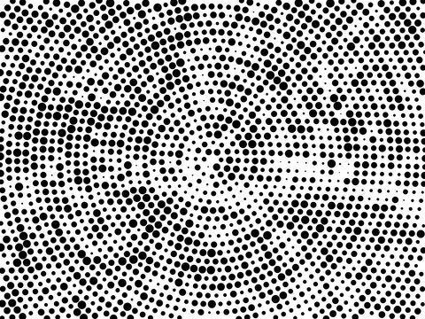 Abstract halftone pattern with radial dots isolated on white background