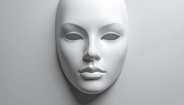 Plain white expressionless face mask with smooth minimalist surface