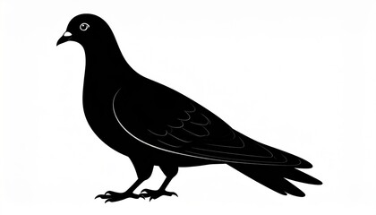Fototapeta premium Black pigeon bird silhouette standing in side profile