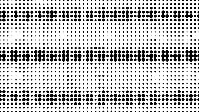 Abstract halftone pattern with black dots of varying sizes arranged in horizontal lines