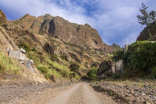 Road through rocky landscape. San Antao. Cabo Verde. Africa