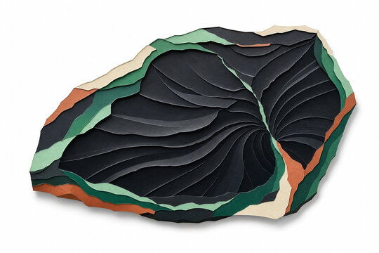 Black obsidian glass slab with shell fracture
