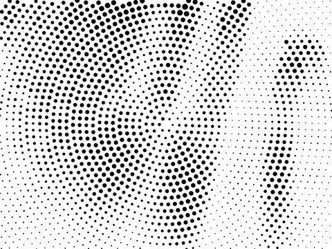 Abstract halftone pattern vector background with black dots isolated on white background