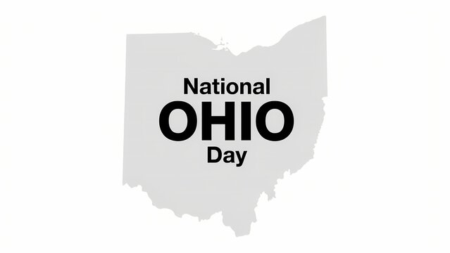 National ohio day text with the map shape of the state of ohio in the background