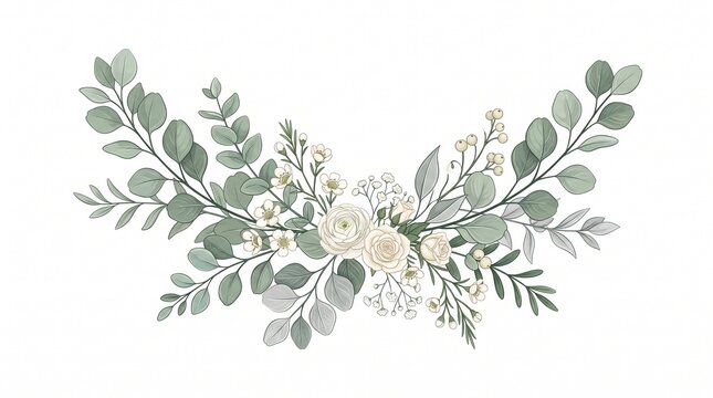 Floral arrangement eucalyptus white roses
